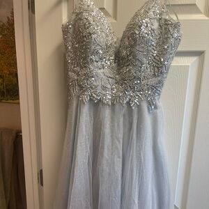 Glamorous Silver Sequin Prom Dress